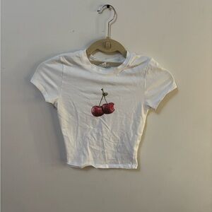 White Cherry Print Kids T-Shirt